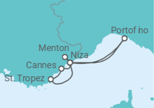 Itinerario del Crucero Sueño en la Riviera Francesa - Seadream Yacht Club