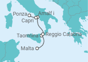 Itinerario del Crucero Sur de Italia y las islas Tirrenas - Seadream Yacht Club