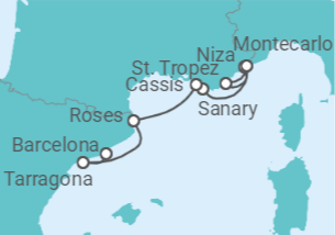 Itinerario del Crucero Delicia del Mediterráneo occidental - Seadream Yacht Club