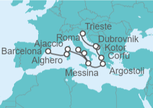 Itinerario del Crucero De Barcelona a Venecia   - Cunard