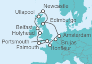 Itinerario del Crucero Reino Unido, Francia, Bélgica - Oceania Cruises