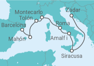 Itinerario del Crucero Italia, Mónaco, Francia, España - Regent Seven Seas