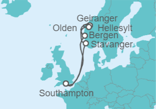 Itinerario del Crucero Fiordos Noruegos - Princess Cruises