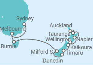 Itinerario del Crucero Viaje completo por Australia y Nueva Zelanda - Holland America Line