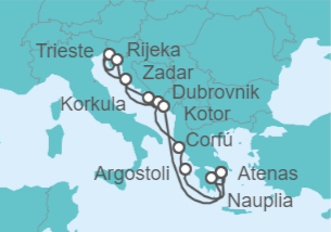 Itinerario del Crucero Delicias Venecianas y Dálmatas - Holland America Line