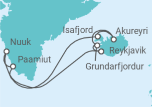 Itinerario del Crucero Islandia y Groenlandia  - NCL Norwegian Cruise Line