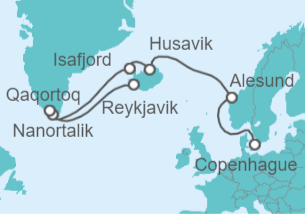 Itinerario del Crucero Pasaje de Islandia y Groenlandia - Holland America Line
