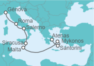Itinerario del Crucero Grecia, Malta, Italia TI - MSC Cruceros