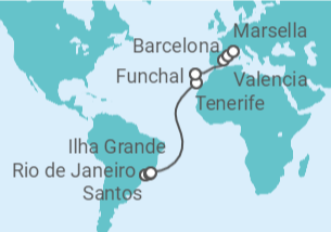 Itinerario del Crucero Brasil, España, Portugal - MSC Cruceros