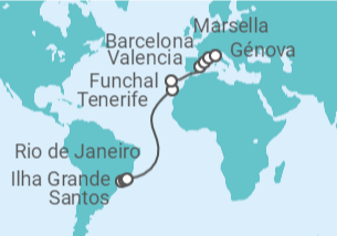 Itinerario del Crucero Brasil, España, Portugal, Francia - MSC Cruceros