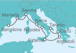 Itinerario del Crucero Francia, Italia, Grecia - Costa Cruceros