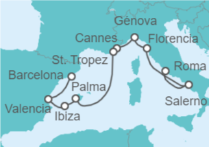 Itinerario del Crucero Desde Civitavecchia (Roma) a Barcelona - NCL Norwegian Cruise Line