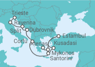 Itinerario del Crucero De Triestre (Italia) a Pireo (Atenas) - NCL Norwegian Cruise Line