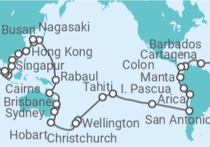 Itinerario del Crucero Vuelta al mundo  Costa Cruceros - Costa Cruceros