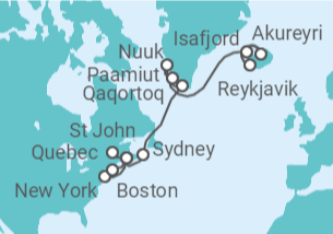 Itinerario del Crucero De Reykjavik a Quebec  - Explora Journeys