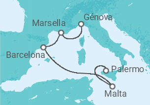 Itinerario del Crucero Malta, España, Francia - MSC Cruceros
