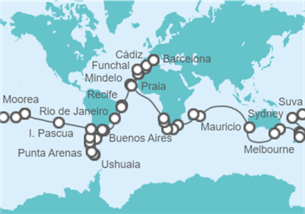Itinerario del Crucero Vuelta al Mundo  Costa Cruceros - Costa Cruceros