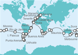 Itinerario del Crucero Vuelta al Mundo  Costa Cruceros - Costa Cruceros