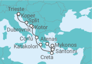 Itinerario del Crucero De Grecia a Italia - NCL Norwegian Cruise Line