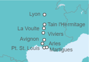 Itinerario del Crucero El valle del Ródano esencial  - CroisiEurope