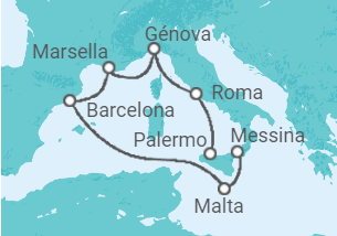 Itinerario del Crucero Malta, España, Francia, Italia - MSC Cruceros