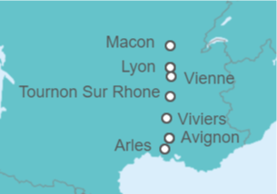 Itinerario del Crucero Crucero de Lyon a Arles por el Ródano y el Saona  - CroisiEurope