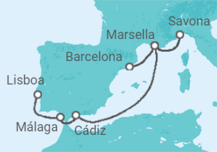 Itinerario del Crucero Francia, Italia, España - Costa Cruceros
