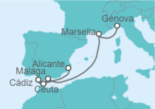 Itinerario del Crucero Francia, España - MSC Cruceros