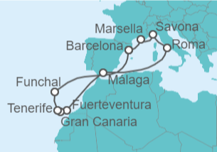 Itinerario del Crucero Mediterráneo e Islas Canarias - Costa Cruceros