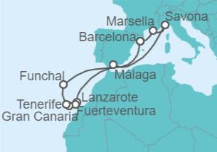 Itinerario del Crucero Mediterráneo e Islas Canarias - Costa Cruceros