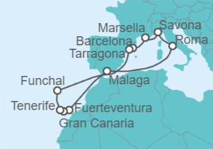 Itinerario del Crucero Mediterráneo e Islas Canarias - Costa Cruceros