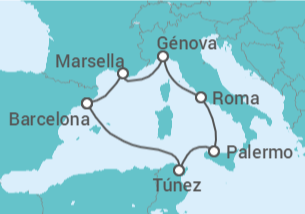 Itinerario del Crucero España, Túnez, Italia - MSC Cruceros