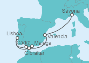 Itinerario del Crucero España, Portugal, Gibraltar - Costa Cruceros