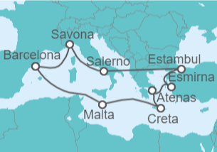 Itinerario del Crucero Italia, Turquía, Grecia, Malta - Costa Cruceros