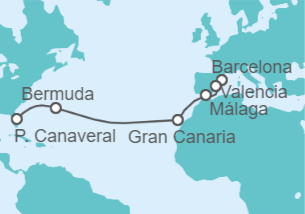 Itinerario del Crucero España y Bermudas - Carnival Cruise Line