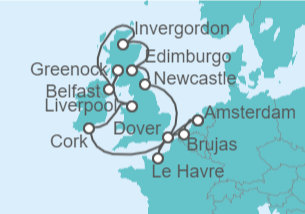 Itinerario del Crucero Islas Británicas  - Costa Cruceros