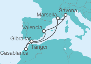 Itinerario del Crucero Italia, Francia, Marruecos, Gibraltar - Costa Cruceros