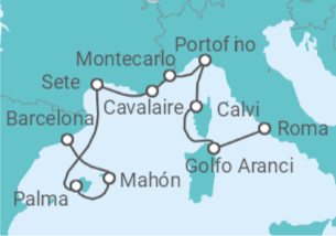 Itinerario del Crucero España, Mónaco, Italia - Seabourn