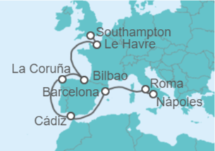 Itinerario del Crucero Francia, España, Italia - MSC Cruceros