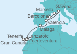 Itinerario del Crucero Islas Canarias - Costa Cruceros
