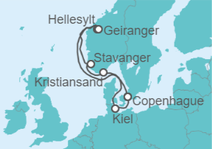 Itinerario del Crucero Fiordos Noruegos - Costa Cruceros