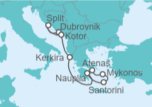 Itinerario del Crucero Croacia, Montenegro, Grecia - Hapag-Lloyd Cruises