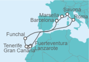 Itinerario del Crucero Islas Canarias - Costa Cruceros