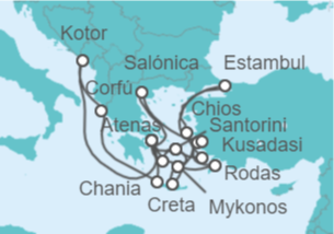 Itinerario del Crucero Grecia, Turquía, Montenegro - Celestyal Cruises