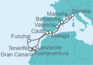 Itinerario del Crucero Islas Canarias - Costa Cruceros