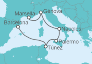 Itinerario del Crucero Túnez, Italia - MSC Cruceros