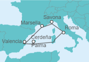 Itinerario del Crucero Francia, Italia, España - Costa Cruceros