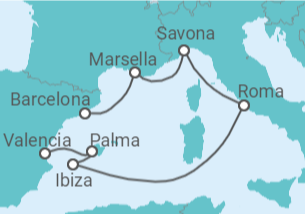 Itinerario del Crucero Francia, Italia, España - Costa Cruceros