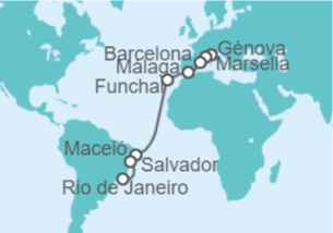 Itinerario del Crucero Francia, España, Portugal, Brasil - MSC Cruceros