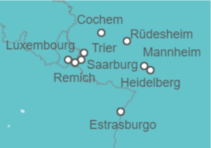Itinerario del Crucero 4 ríos: Los valles del Neckar, Rin romántico, el Mosela y el Sarre - CroisiEurope